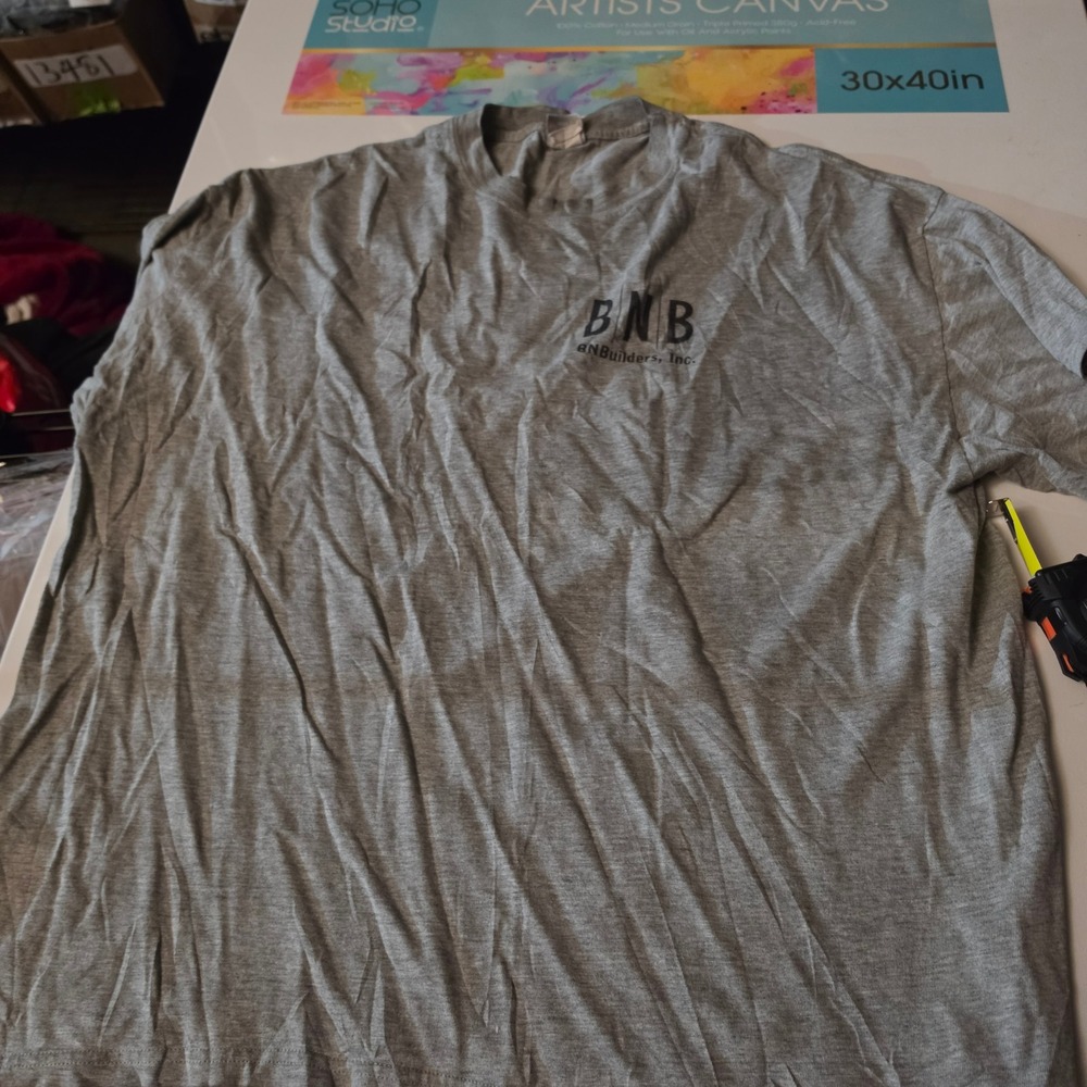 Hanes Beefy-T Mens Gray BNBuilders Inc Graphic T-Shirt XL Short Sleeve BNB Logo